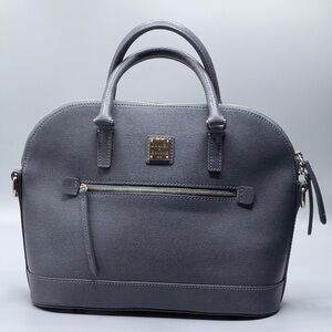 Dooney & Bourke Gray Saffiano Leather Zip Satchel Crossbody Bag